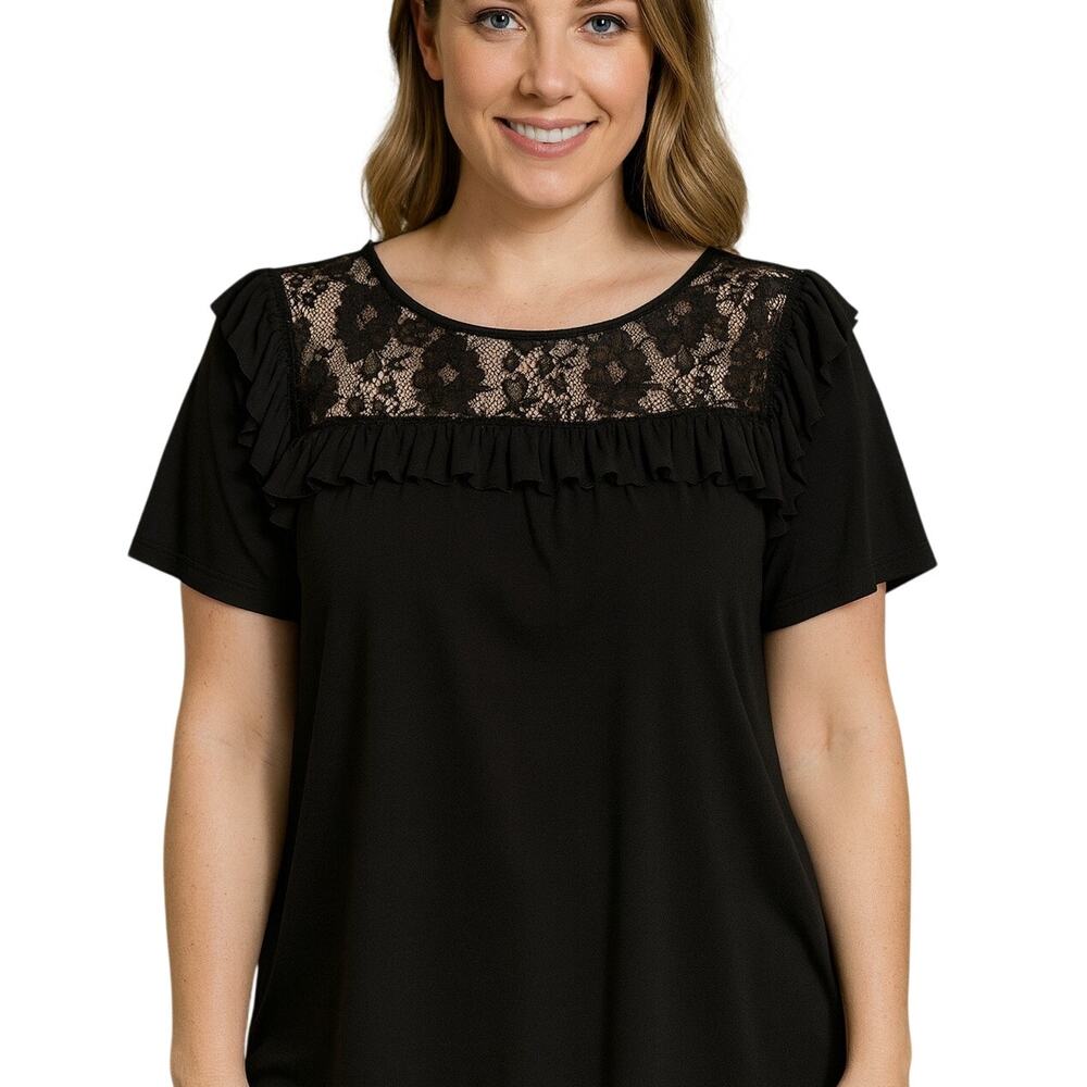 Black Lace Ruffle Blouse Ivanka Trump